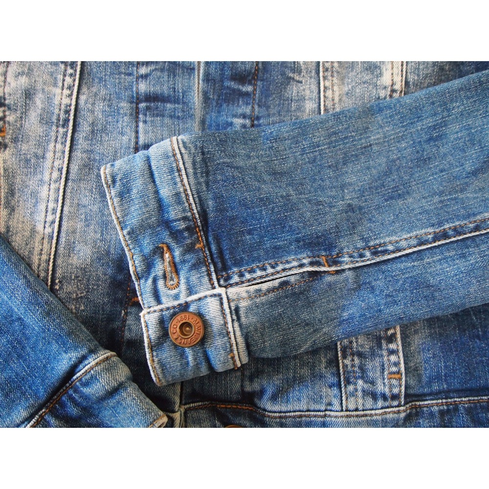 Mavi Jeans Co Denim Jacket Blue Wash Distressed Button Front Trucker Style - Picture 4 of 10